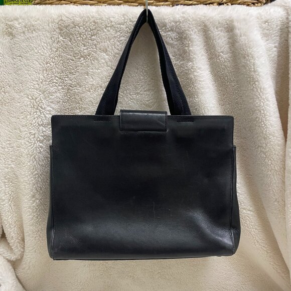 Authentic PRADA Vitello City Tote Black Sleek Leather Medium Size Unisex - Picture 6 of 16